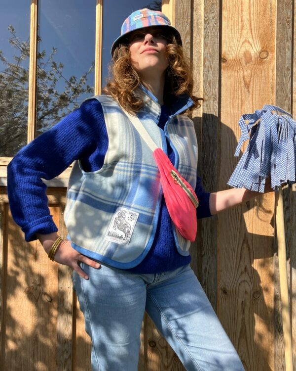 Veste Polaire Carreaux bleue